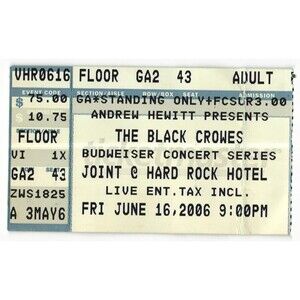 2006 Black Crowes Concert Ticket Stub Las Vegas NV